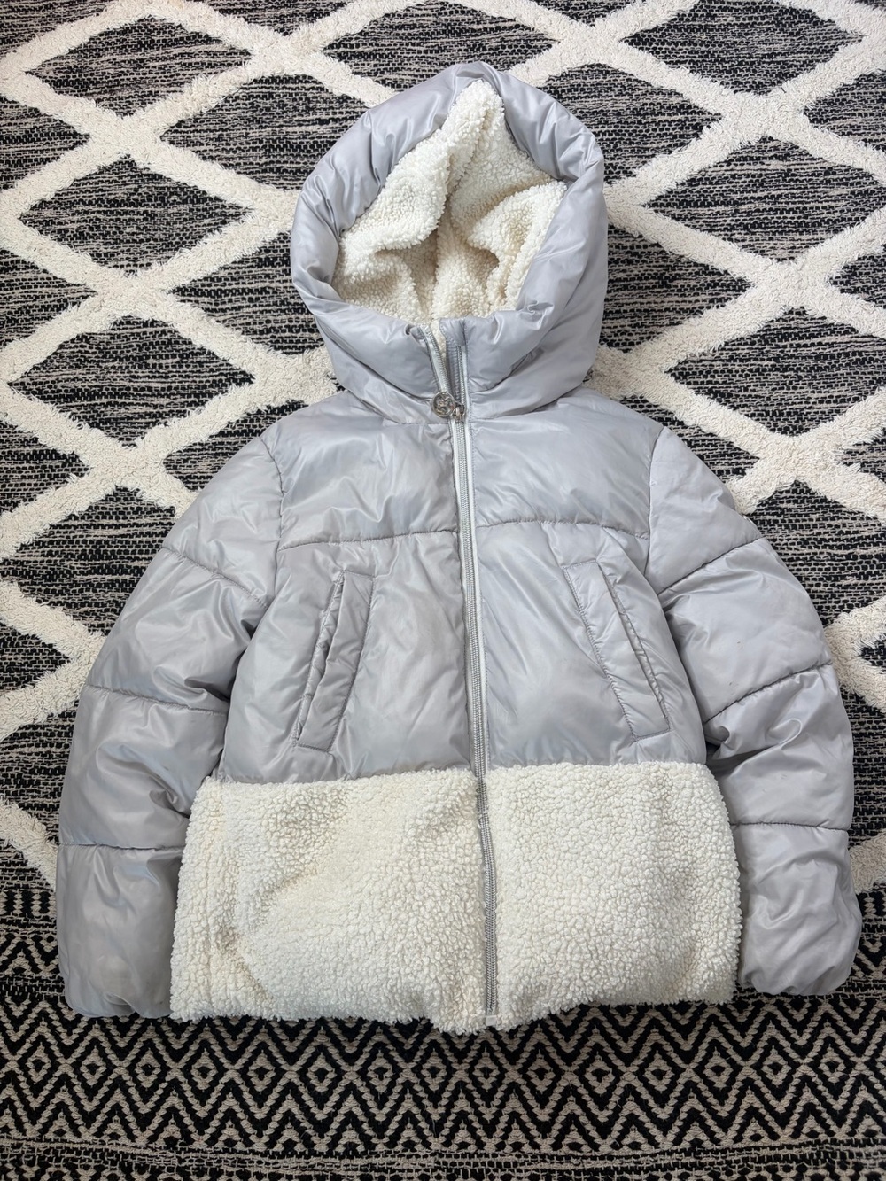 Michael Kors Silver and White Warm Coat size 7/8